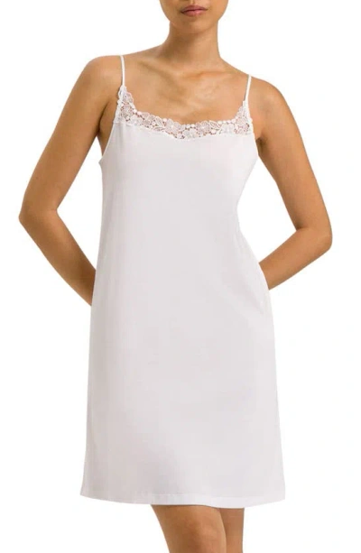 Hanro Michelle Lace-trim Supima Cotton Chemise In White