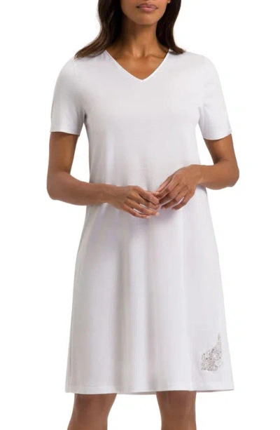Hanro Michelle Lace-inset Cotton Midi Nightgown In White