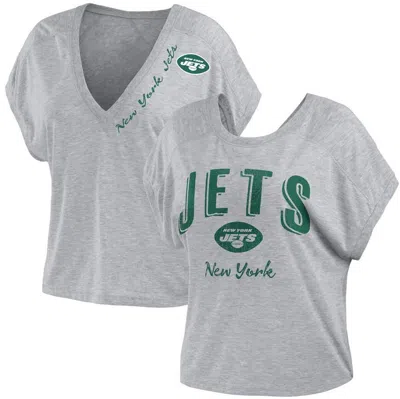 Wear By Erin Andrews Heather Grey New York Jets Reversible T-shirt