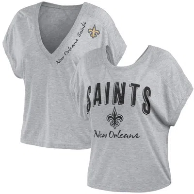 Wear By Erin Andrews Heather Grey New Orleans Saints Reversible T-shirt