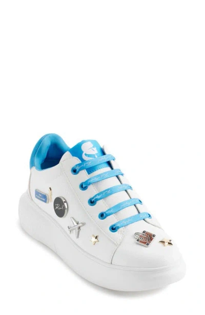 Karl Lagerfeld Justina Platform Sneaker In Bright White/ Blue