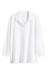 Eileen Fisher Organic Cotton Johnny Collar Tunic Top In White