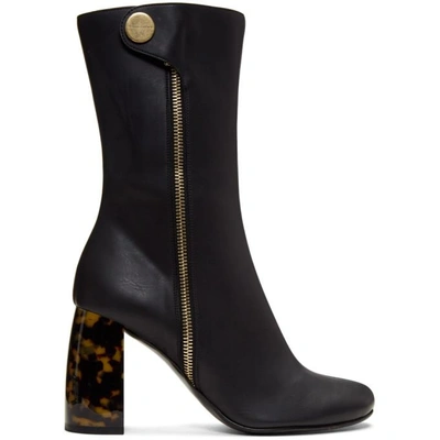 Stella Mccartney Tortoiseshell-heel Boots In Black