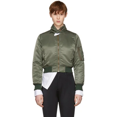 Balenciaga Shrunken Satin Bomber Jacket, Khaki ModeSens