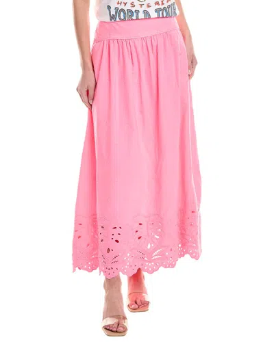 Farm Rio Embroidered Maxi Skirt In Pink