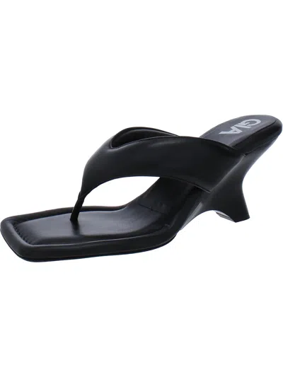 Gia Borghini 70mm Puffy Leather Thong Sandals In Black