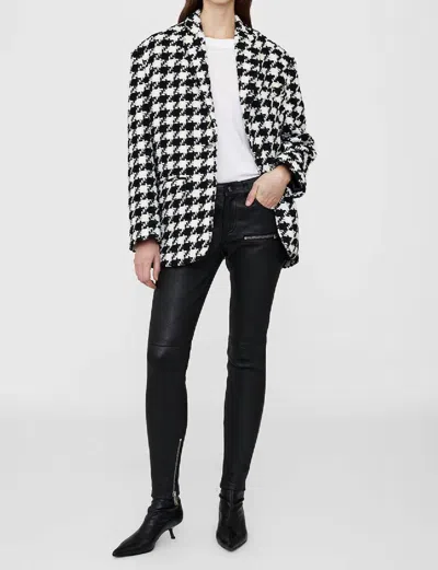 Anine Bing Houndstooth-pattern Tweed Blazer In Black