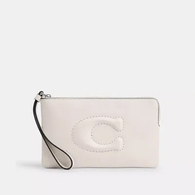 Coach Outlet Large Corner Zip Wristlet In White