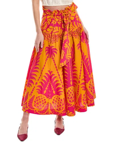 Farm Rio Midi Skirt In Orange