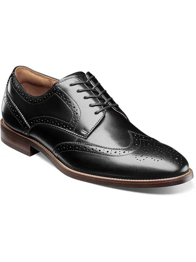 Florsheim Rucci Wing Ox Mens Leather Perforated Oxfords In Black