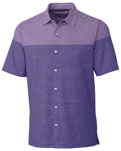 Cutter & Buck Pioneer Engineered Stripe Button-front Shirt In Purple