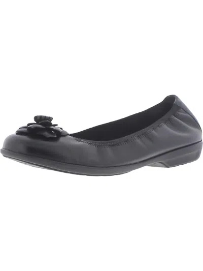 Walking Cradles Feature Womens Leather Slip On Ballet Flats In Black