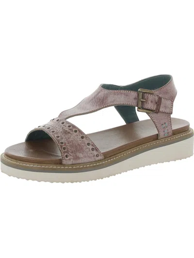 Roan By Bed Stu Martina Womens Embellished Leather T-strap Sandals In Blue