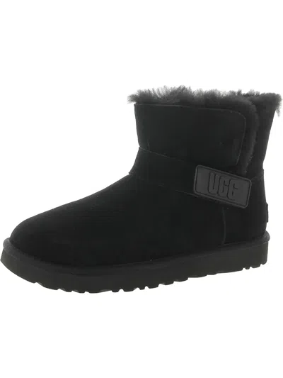Ugg Mini Bailey Womens Suede Cozy Ankle Boots In Black