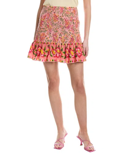 Farm Rio Floral-print High-waist Skirt In Pink