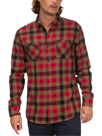 Junk Food Mens Flannel Plaid Button-down Shirt In Grey