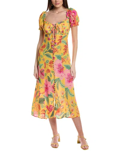 Farm Rio Macaw Bloom Midi Dress In Yellow