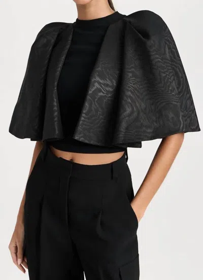 Alice And Olivia Sergia Pleated Cape Sleeve Top In Black