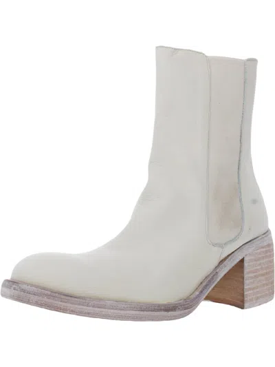 Free People Essential Chelsea Womens Leather Zipper Ankle Boots In White