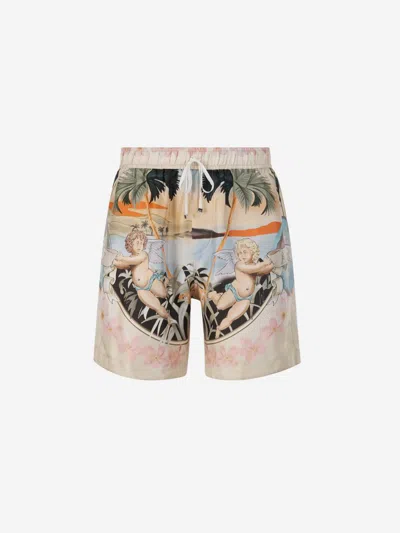 Amiri Men's Cherub Silk Drawstring Shorts In Multicolor