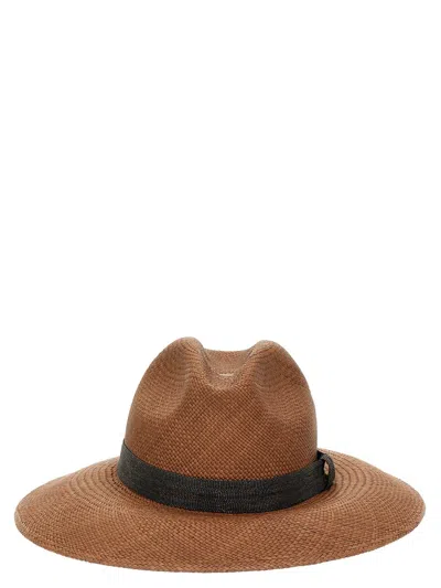 Brunello Cucinelli Straw Hat Monile In Brown