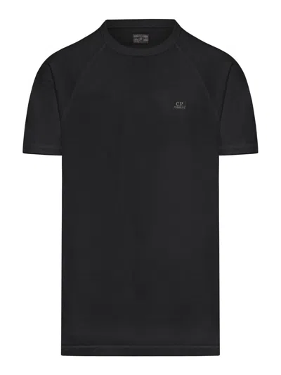 C.p. Company 30/1 Sponge Fleece Short Sleeved Sweatshirt In Black