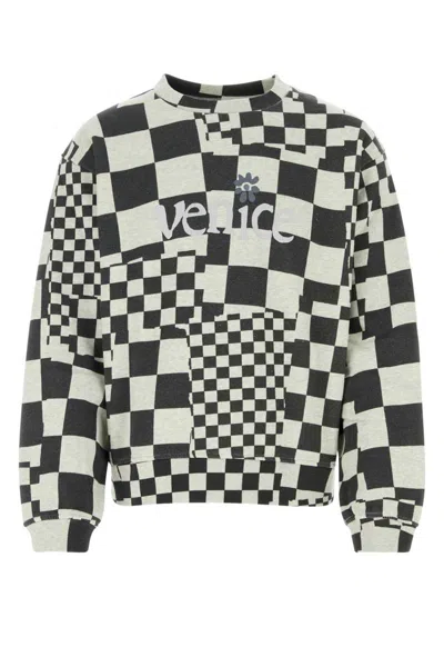 Erl Men Venice Checker Crewneck Knit In Black