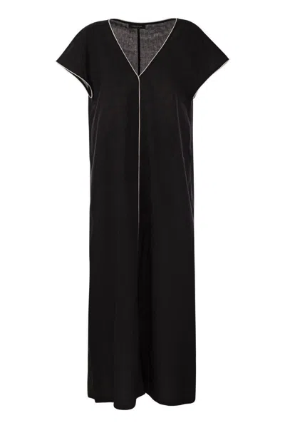 Fabiana Filippi Linen Long Dress In Nero