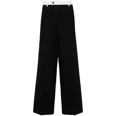 Wales Bonner Rise Wool Straight Trousers In Black