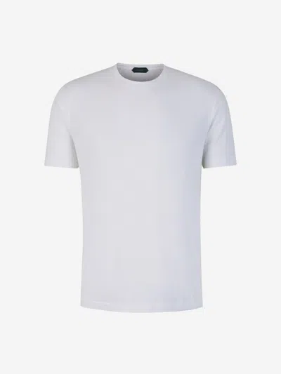 Zanone Flowing Linen T-shirt In Blanc