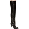 BALENCIAGA Black Patent All Over Logo Heeled Over-the-Knee Boots