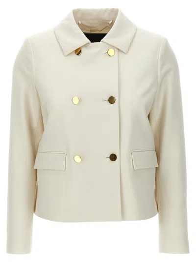 Kiton Cropped Double-breasted Jacket In White