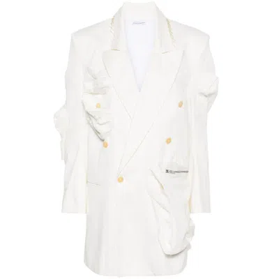 Niccolò Pasqualetti Asymmetric Cotton Oversized Jacket In White