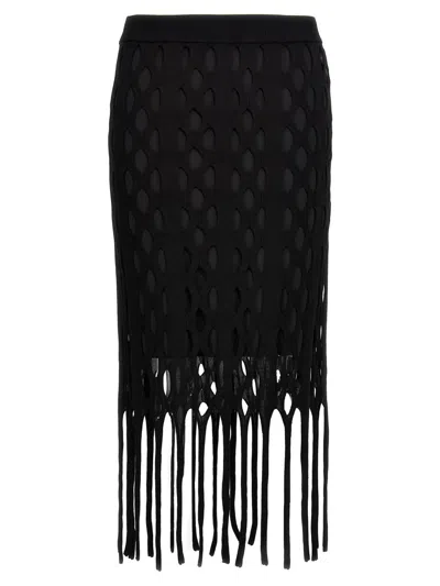 Pinko Cut-out Knitted Skirt In Black