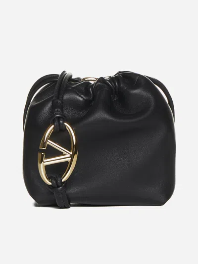 Valentino Garavani Mini Vlogo Bucket Bag With Pouf In Black