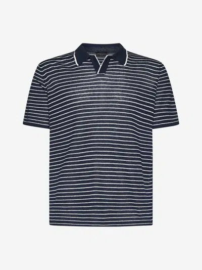 Roberto Collina Polo Shirt In Navy,white