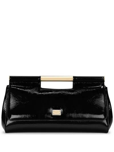 Dolce & Gabbana Patent-leather Clutch Bag In Black
