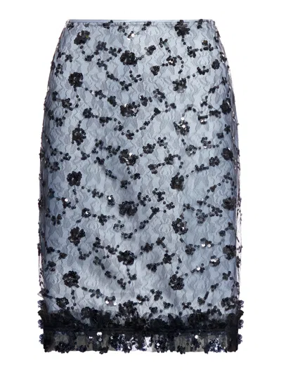 Ganni Sequin Lace Skirt In Grey