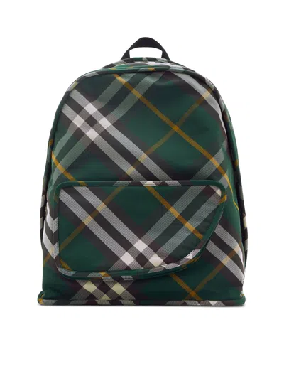 Burberry Shield Checked Backpack In Black