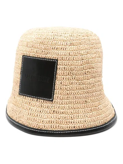 Jacquemus Le Bob Soli Straw Hat In Black