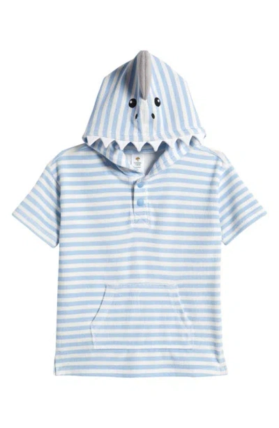 Tucker + Tate Kids' Cotton Blend Hooded Cover-up Shirt In Blue Placid Stripe Shark