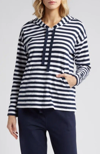 Caslon Organic Cotton Hoodie In Navy Blazer White Charm Stripe