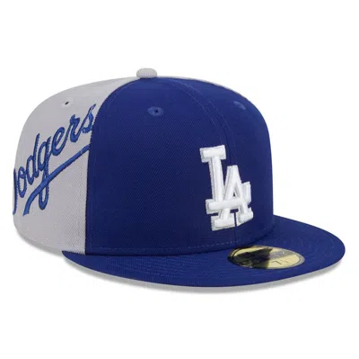 New Era Men's Royal/gray Los Angeles Dodgers Gameday Sideswipe 59fifty Fitted Hat In Royal Gray
