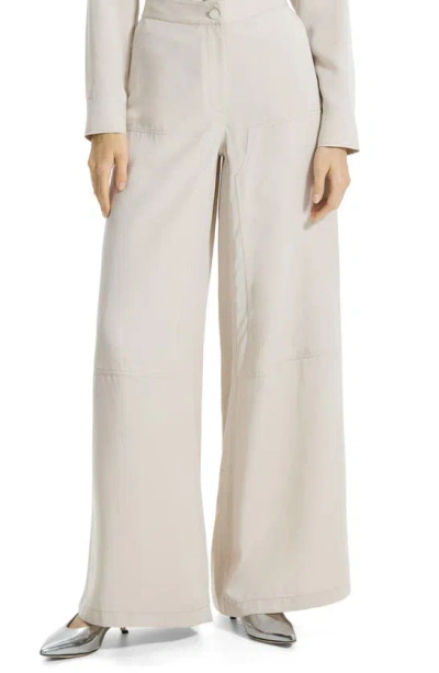 Theory Wide Leg Cargo Trousers In New Sand