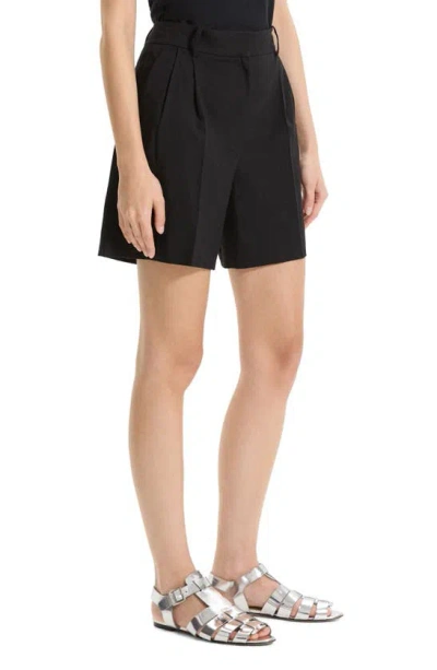Theory Linen Blend Shorts In Blk