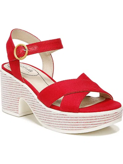 Lifestride Peachy Womens Cushioned Footbed Ankle Strap Heels In Red