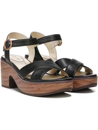 Lifestride Peachy Womens Cushioned Footbed Ankle Strap Heels In Black