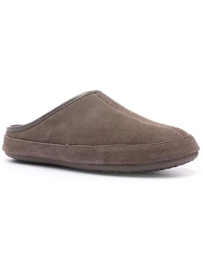 Tempur-pedic Shiloh Mens Leather Faux Fur Loafer Slippers In Grey