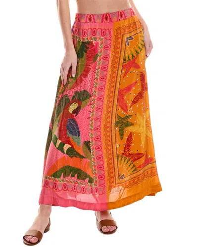 Farm Rio Mixed Scarves Midi Skirt In Multi
