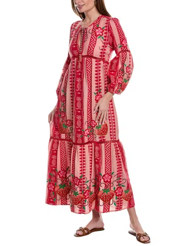 Farm Rio Pineapple Jacquard Maxi Dress In Red